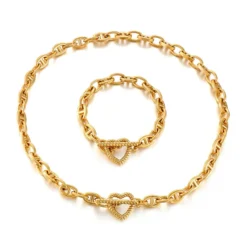 Personality Metal Heart-shaped Titanium Necklace Set Wholesale Nihaojewelry