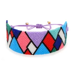 Color Rhombus Miyuki Beads Hand-woven Classic Wide Bracelet Wholesale Jewelry Nihaojewelry -Deals Glis Jewel Store 1422013658686427136