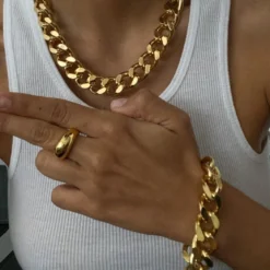 Vintage Solid Color Wide Thick Chain Stainless Steel Necklace Wholesale Nihaojewelry -Deals Glis Jewel Store 1424922083623833600