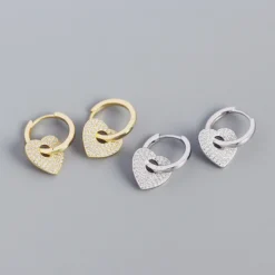S925 Silver Geometric Heart Diamond Earrings Wholesale Nihaojewelry