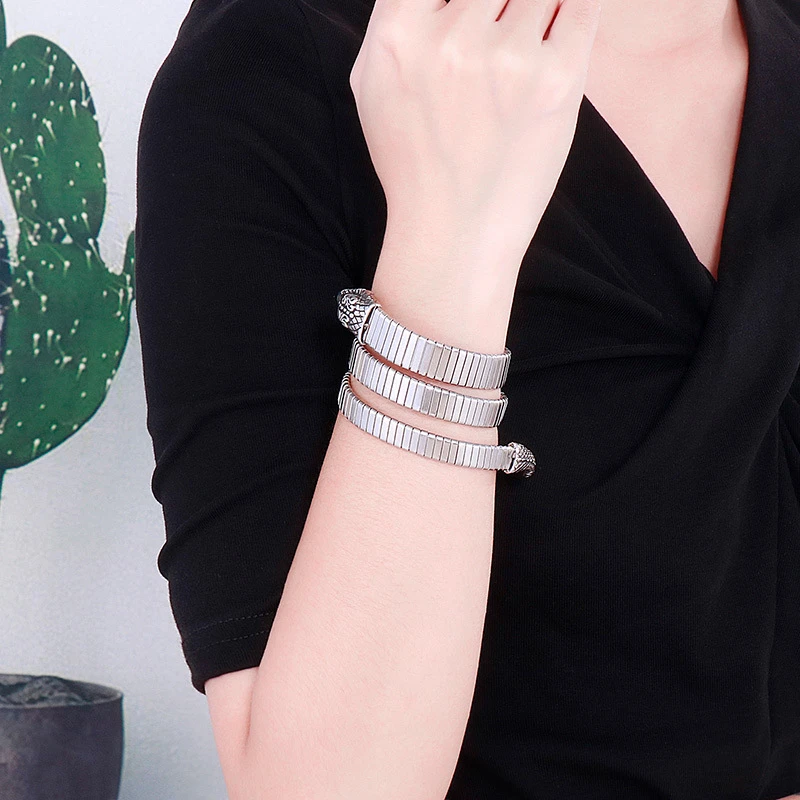 Simple Fashion Cross-Border E-Commerce Supply Stainless Steel Animal Bracelet Titanium Steel Snake Bracelet Men Women's Jewelry 2 Simple Fashion Cross-Border E-Commerce Supply Stainless Steel Animal Bracelet Titanium Steel Snake Bracelet Men Women's Jewelry - Image 2