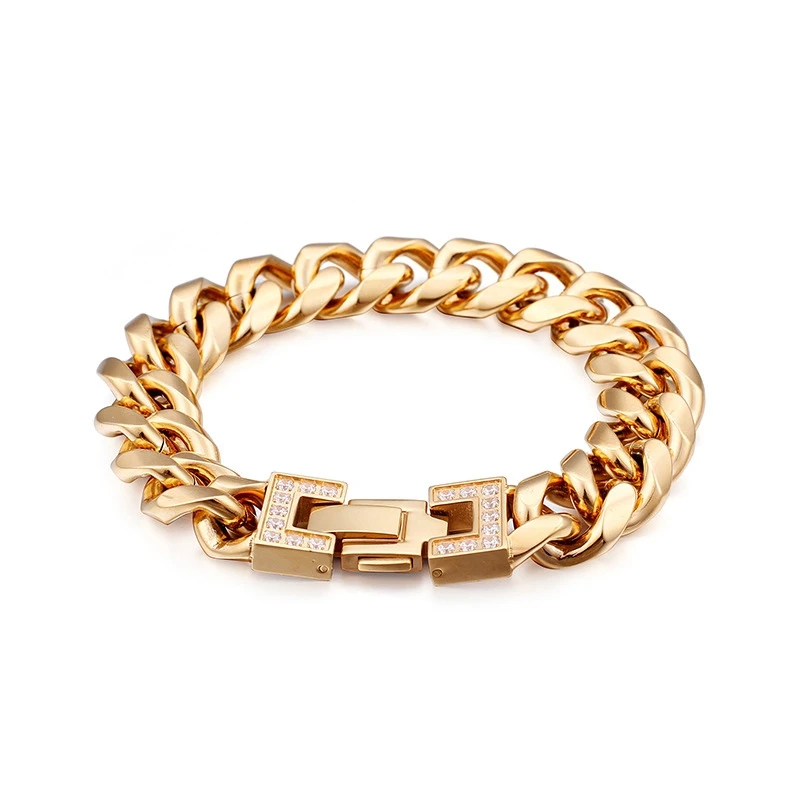 Korean Style New Stainless Steel Bracelet 18K Real Gold Fashion Personality Diamond-Embedded Titanium Steel Bracelet One-Piece Delivery 2 Korean Style New Stainless Steel Bracelet 18K Real Gold Fashion Personality Diamond-Embedded Titanium Steel Bracelet One-Piece Delivery - Image 2