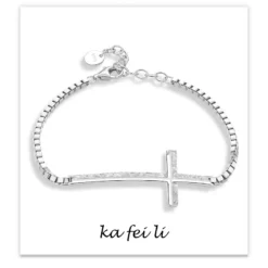 Sl006 Korean Style S925 Silver Bracelet Women's Graceful And Fashionable Texture Cross Bracelet Personality Hand Jewelry