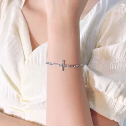 Sl006 Korean Style S925 Silver Bracelet Women's Graceful And Fashionable Texture Cross Bracelet Personality Hand Jewelry -Deals Glis Jewel Store 1458278261258850304