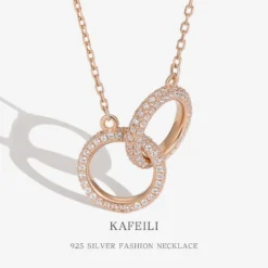 Korean Female Design Full Diamond Double Ring Pendant S925 Silver Necklace Wholesale -Deals Glis Jewel Store 1458278490142019584