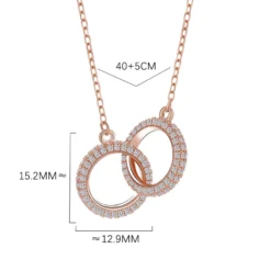 Korean Female Design Full Diamond Double Ring Pendant S925 Silver Necklace Wholesale -Deals Glis Jewel Store 1458278506038431744