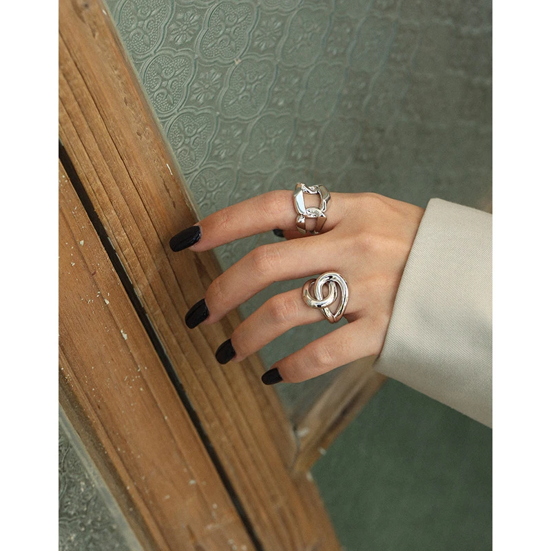 Korean Niche Design Simple Wide Chain S925 Sterling Silver Ring Female Wholesale 5 Korean Niche Design Simple Wide Chain S925 Sterling Silver Ring Female Wholesale - Image 5