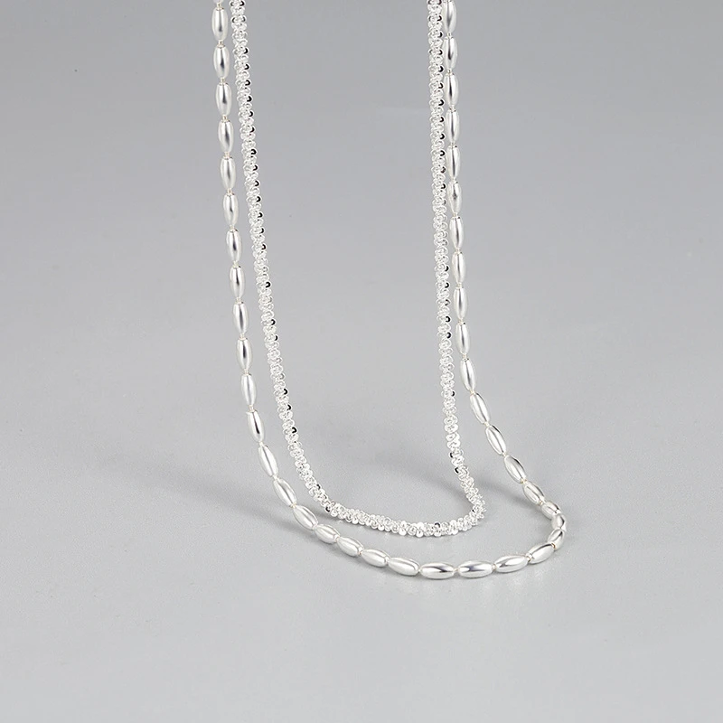 Fashion S925 Sterling Silver Double Layer Starry Rice Necklace Wholesale 1 Fashion S925 Sterling Silver Double Layer Starry Rice Necklace Wholesale