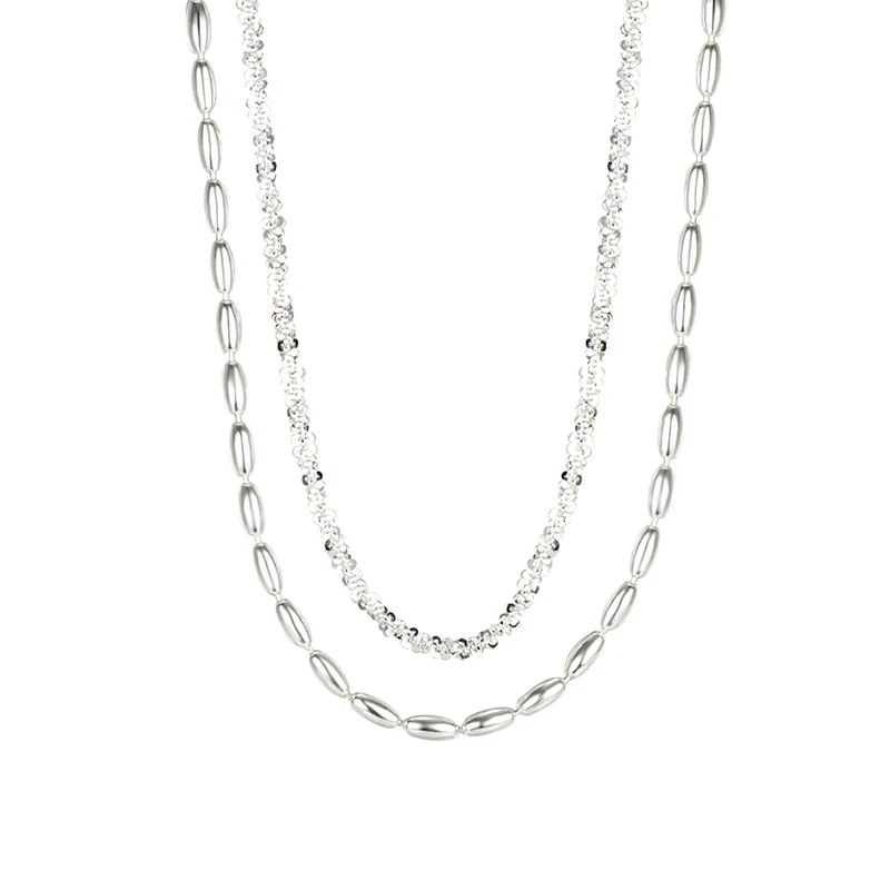 Fashion S925 Sterling Silver Double Layer Starry Rice Necklace Wholesale 6 Fashion S925 Sterling Silver Double Layer Starry Rice Necklace Wholesale - Image 6