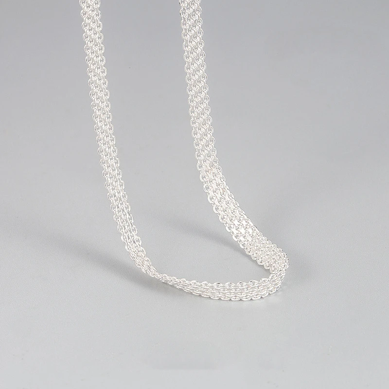 Korea 925 Sterling Silver Four-row Chain Necklace Wholesale 1 Korea 925 Sterling Silver Four-row Chain Necklace Wholesale