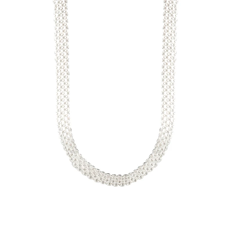 Korea 925 Sterling Silver Four-row Chain Necklace Wholesale 6 Korea 925 Sterling Silver Four-row Chain Necklace Wholesale - Image 6