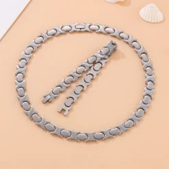 European And American Geometric Titanium Steel Women's Bracelet Necklace Set Wholesale -Deals Glis Jewel Store 1458625817356668928