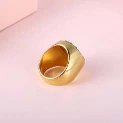 Weidecatur New European And American Fashion Classy Round Crystal Bud Stainless Steel Women's Gold Multi-Color Ring -Deals Glis Jewel Store 1458626695727812608