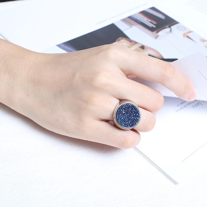 Foreign Trade Jewelry European And American Fashion Round Crystal Bud Titanium Steel Multicolor Ring 4 Foreign Trade Jewelry European And American Fashion Round Crystal Bud Titanium Steel Multicolor Ring - Image 4