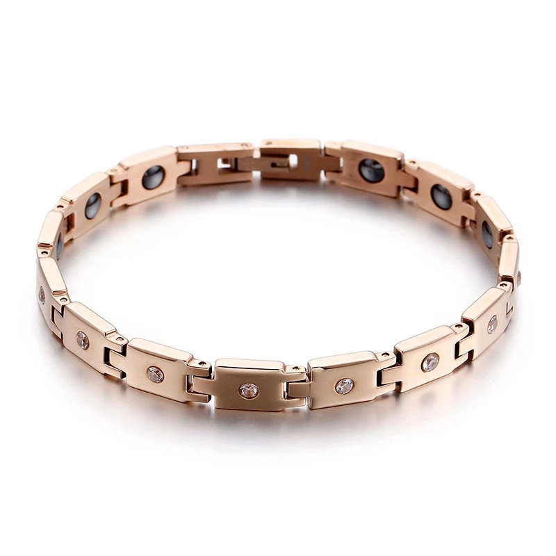 Fashion Rose Gold Couple Bracelet Germanium Stone Stainless Steel Bracelet 1 Fashion Rose Gold Couple Bracelet Germanium Stone Stainless Steel Bracelet