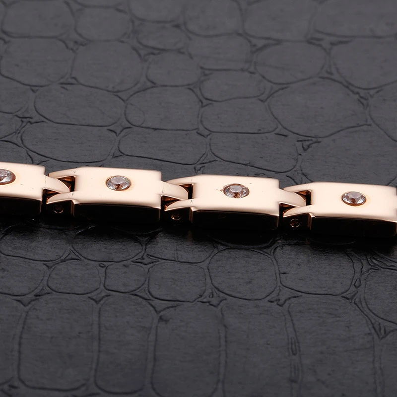 Fashion Rose Gold Couple Bracelet Germanium Stone Stainless Steel Bracelet 3 Fashion Rose Gold Couple Bracelet Germanium Stone Stainless Steel Bracelet - Image 3