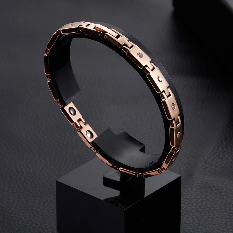 Fashion Rose Gold Couple Bracelet Germanium Stone Stainless Steel Bracelet 5 Fashion Rose Gold Couple Bracelet Germanium Stone Stainless Steel Bracelet - Image 5