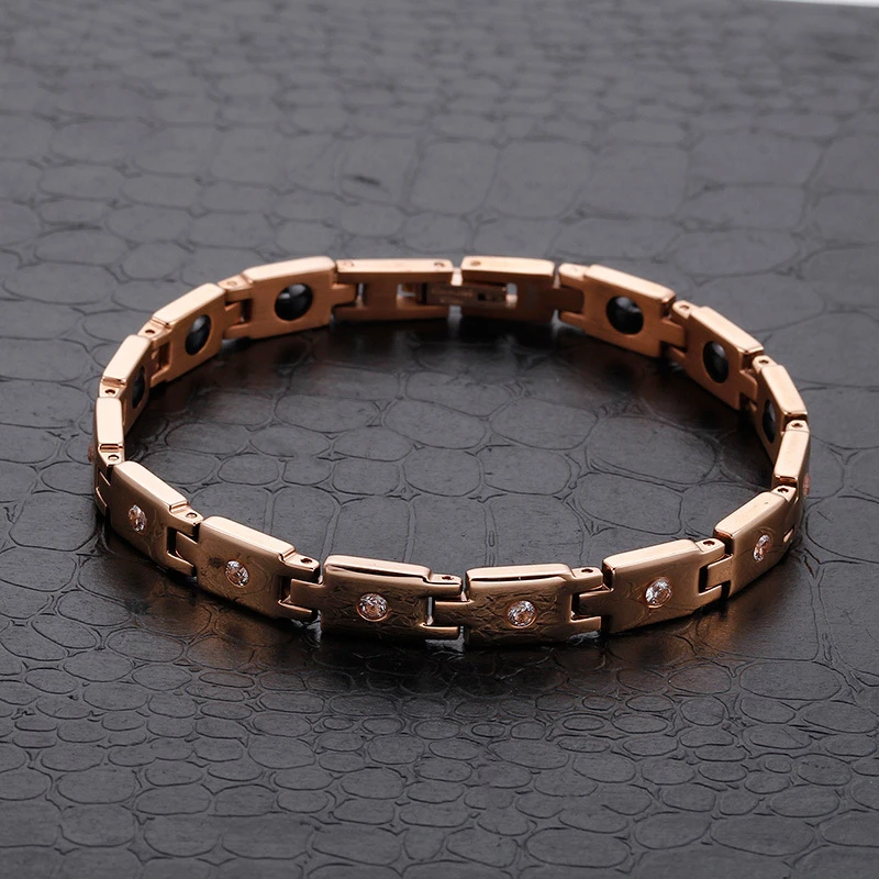 Fashion Rose Gold Couple Bracelet Germanium Stone Stainless Steel Bracelet 6 Fashion Rose Gold Couple Bracelet Germanium Stone Stainless Steel Bracelet - Image 6