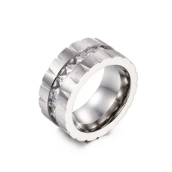Dickies Dicka Titanium Ornament Wholesale European And American New Wide Surface Frosted Inlaid Lady Temperament Creative Ring