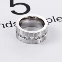 Dickies Dicka Titanium Ornament Wholesale European And American New Wide Surface Frosted Inlaid Lady Temperament Creative Ring -Deals Glis Jewel Store 1460439434498543616