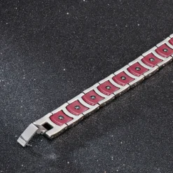 Korean Fashion Magnet Bracelet European And American Men's Titanium Steel Bracelet Stainless Steel Personalized Red Ceramic Strap Bracelet -Deals Glis Jewel Store 1460439466312339456