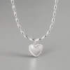 Korea's 925 Sterling Silver Heart Necklace Simple Clavicle Chain
