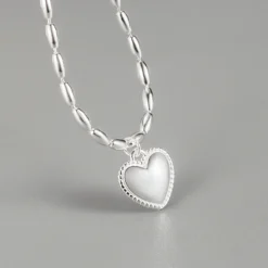 Korea's 925 Sterling Silver Heart Necklace Simple Clavicle Chain -Deals Glis Jewel Store 1460447450803343360