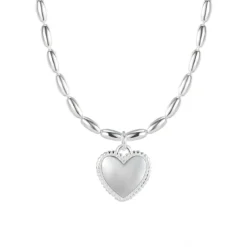Korea's 925 Sterling Silver Heart Necklace Simple Clavicle Chain -Deals Glis Jewel Store 1460447473154789376