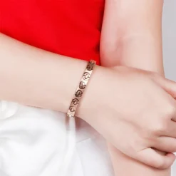 Personality Fashion Rose Gold Inlaid Metal Stone Titanium Steel Bracelet -Deals Glis Jewel Store 1470231634220552192