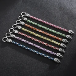 New Hip-hop Pattern Chain Skull Head Titanium Steel Hollow Thick Bracelet