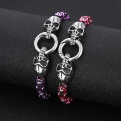 New Hip-hop Pattern Chain Skull Head Titanium Steel Hollow Thick Bracelet -Deals Glis Jewel Store 1495940270703906816