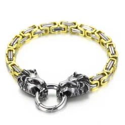 Rock Domineering Lion Head Chain Stainless Steel Couple Bracelet