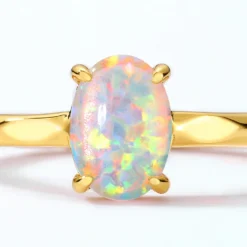 Synthetic Opal Simple 925 Silver Gold-plated Female Geometric 10k Gold Ring 10 Synthetic Opal Simple 925 Silver Gold-plated Female Geometric 10k Gold Ring -Deals Glis Jewel Store 1503913532503232512