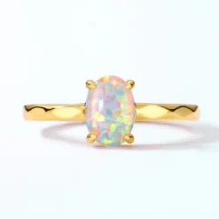Synthetic Opal Simple 925 Silver Gold-plated Female Geometric 10k Gold Ring 11 Synthetic Opal Simple 925 Silver Gold-plated Female Geometric 10k Gold Ring -Deals Glis Jewel Store 1503913540073951232