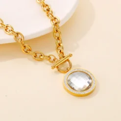 Fashion Inlay Rhinestone Glass Stone Stainless Steel Necklace Bracelet Ear Studs Three-Piece Set 8 Fashion Inlay Rhinestone Glass Stone Stainless Steel Necklace Bracelet Ear Studs Three-Piece Set -Deals Glis Jewel Store 1524631897089642496