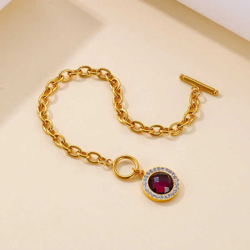 Fashion Inlay Rhinestone Glass Stone Stainless Steel Necklace Bracelet Ear Studs Three-Piece Set 5 Fashion Inlay Rhinestone Glass Stone Stainless Steel Necklace Bracelet Ear Studs Three-Piece Set - Image 5