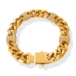 Fashion Inlaid Diamond Cuban Chain Titanium Steel Gold-Plated Bracelet -Deals Glis Jewel Store 1524929727620583424