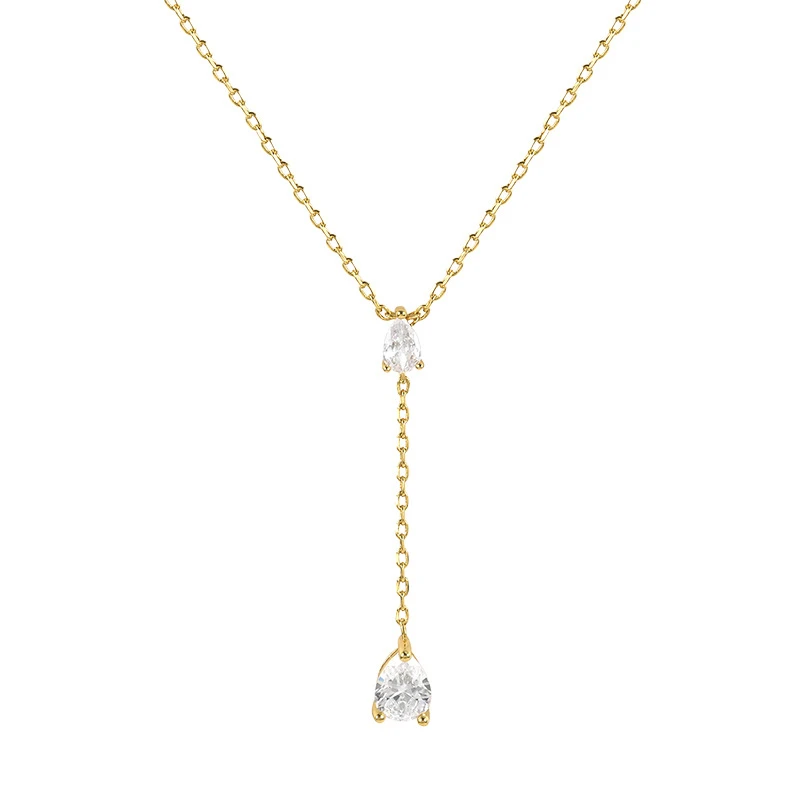 Fashion Solid Color Sterling Silver Necklace Chain Inlay Zircon 925 Silver Necklaces 5 Fashion Solid Color Sterling Silver Necklace Chain Inlay Zircon 925 Silver Necklaces - Image 5