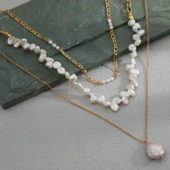 Fashion Irregular Stainless Steel Layered Necklaces Pearl Stainless Steel Necklaces 1 Piece -Deals Glis Jewel Store 1565186700349673472