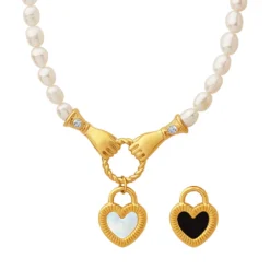 Simple Style Heart Shape Titanium Steel Pearl Plating Pendant Necklace -Deals Glis Jewel Store 1569156336313307136