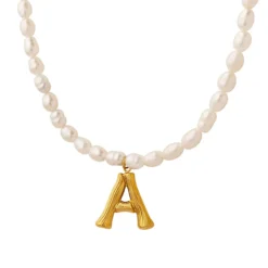 Simple Style Letter Titanium Steel Pearl Plating Pendant Necklace -Deals Glis Jewel Store 1569157917846933504