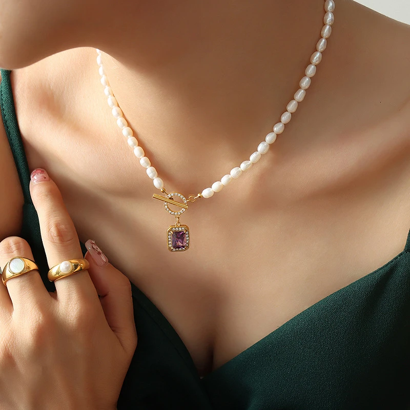 Simple Style Square Titanium Steel Pearl Plating Inlay Zircon Pendant Necklace 1 Piece 3 Simple Style Square Titanium Steel Pearl Plating Inlay Zircon Pendant Necklace 1 Piece - Image 3