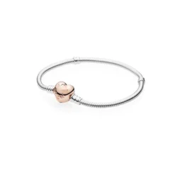 Fashion Heart Shape Silver Inlay Rhinestones Bracelets