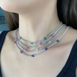Elegant Flower Sterling Silver Plating Zircon Choker 1 Piece -Deals Glis Jewel Store 1573227183416152064