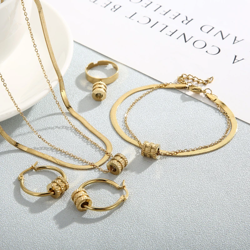 Fashion Solid Color Butterfly Titanium Steel Plating Rings Earrings Necklace 1 Fashion Solid Color Butterfly Titanium Steel Plating Rings Earrings Necklace