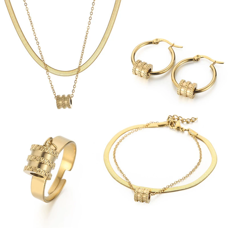 Fashion Solid Color Butterfly Titanium Steel Plating Rings Earrings Necklace 2 Fashion Solid Color Butterfly Titanium Steel Plating Rings Earrings Necklace - Image 2