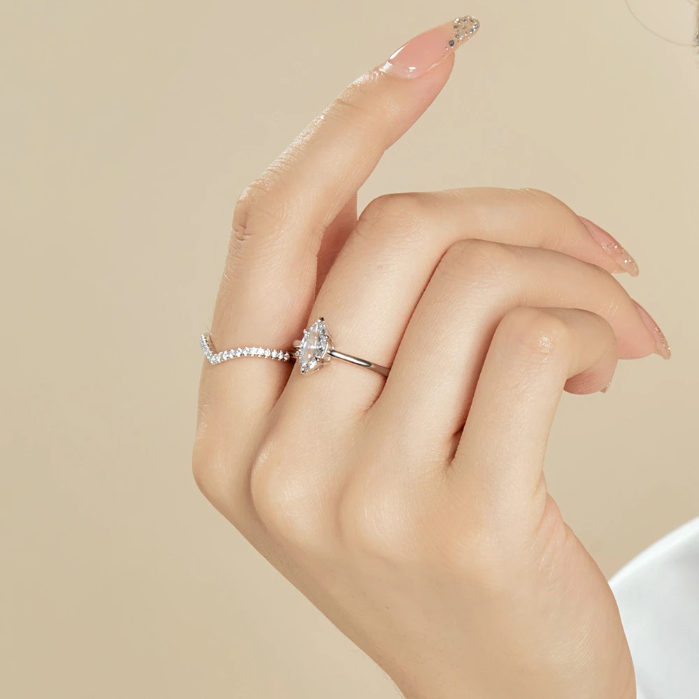 Fashion Geometric Sterling Silver Inlay Zircon Rings 6 Fashion Geometric Sterling Silver Inlay Zircon Rings - Image 6