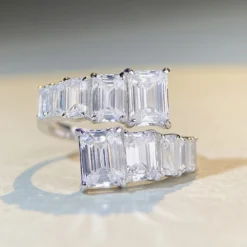 Fashion Geometric Sterling Silver Inlay Zircon Open Ring 1 Piece -Deals Glis Jewel Store 1591266122169192448