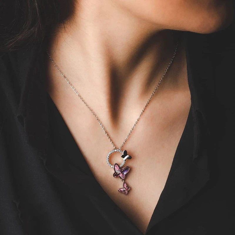 Fashion Butterfly Austrian Crystal Sterling Silver Necklace 1 Piece 5 Fashion Butterfly Austrian Crystal Sterling Silver Necklace 1 Piece - Image 5