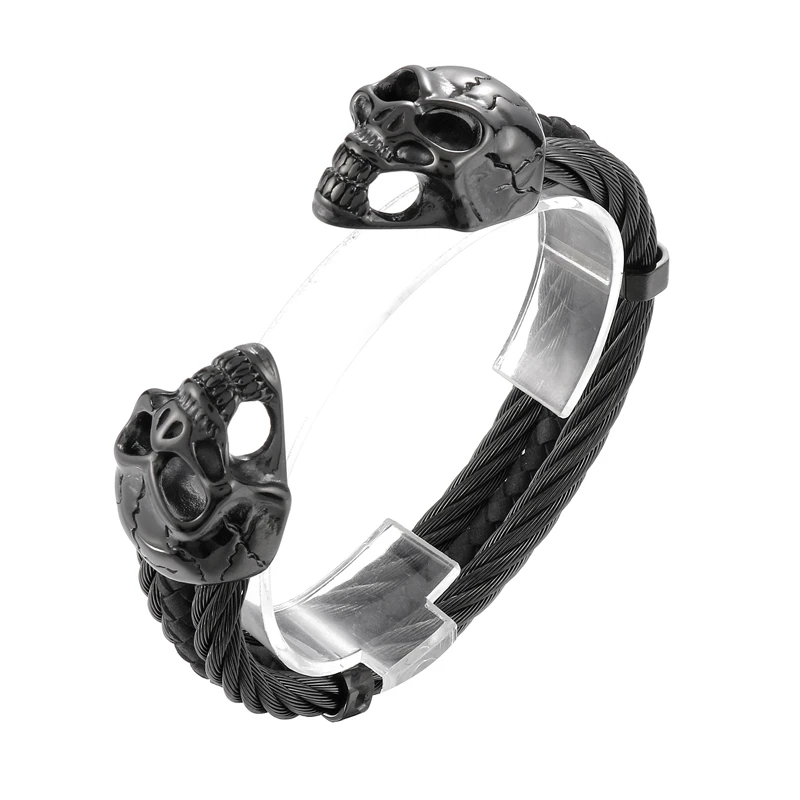 Punk Skull Stainless Steel Plating Bangle 2 Punk Skull Stainless Steel Plating Bangle - Image 2